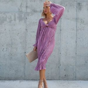 VICI Dolls Very Impressed Plisse Cutout Midi Dress Purple